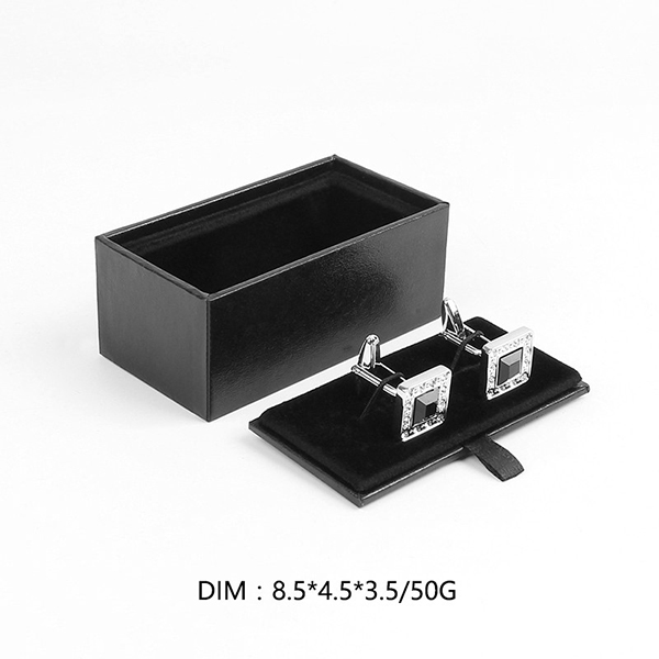 Mens jewelry box black cufflink display box para sa isang regalo-2