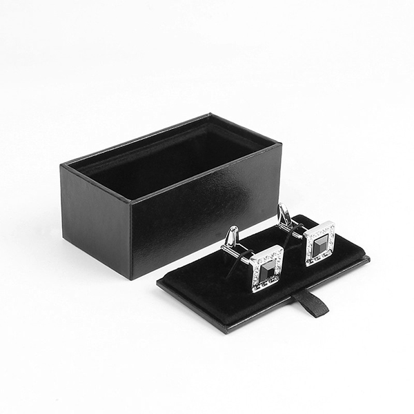Caixa de joias masculina caixa de exibição de abotoadura preta para um presente-5