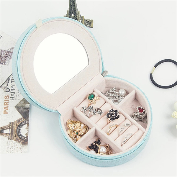 Jewelry organizer box with mirror for a gift-2