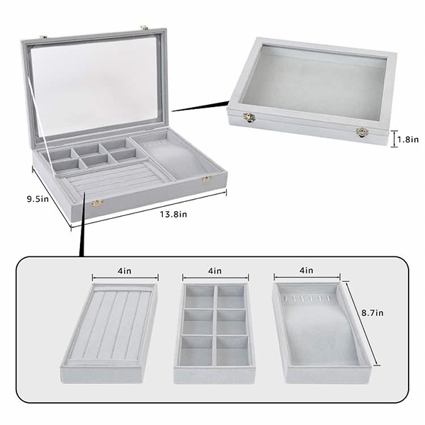 Travel jewelry organizer box display tray with lid-4
