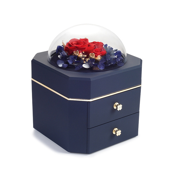 Organizador de joias de gaveta com caixa de presente de joias de rosas-1