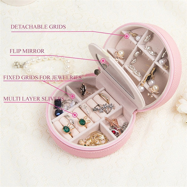 Jewelry organizer box with mirror for a gift-3