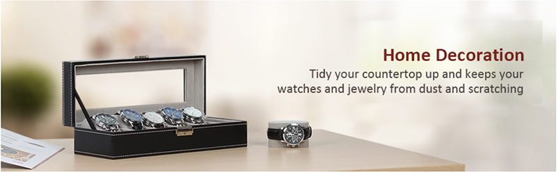 Mens 6 Slots Leather Jewelry Watch Case Storage Display Box-1