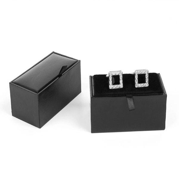 Мъжка кутия за бижута черна кутия за копчета за ръкавели за подарък-4