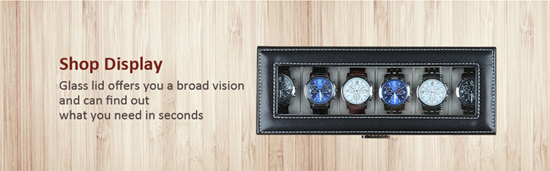 Mens 6 Slots Leather Jewelry Watch Case Storage Box Display Box-2