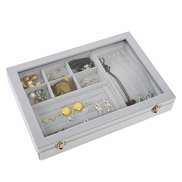 Travel jewelry organizer box display tray with lid-Y1