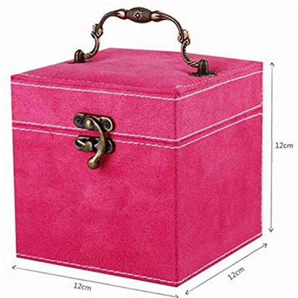 Jewelry case box for women with mirror three-layer jewelry organizer with lock-3