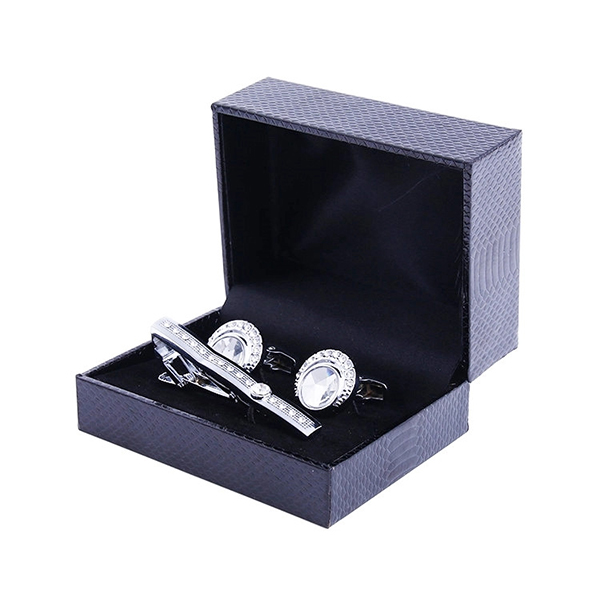 Factory luxury mens jewelry box cufflinks and tie clip gift packing box-3