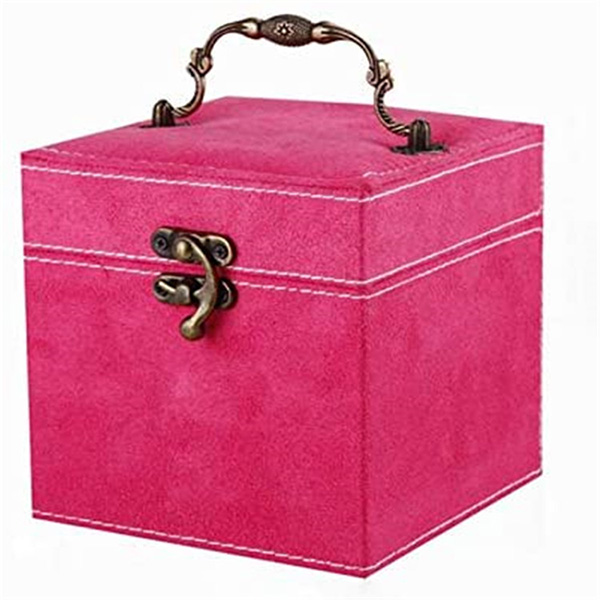 Jewelry case box for women with mirror three-layer jewelry organizer with lock-Y1